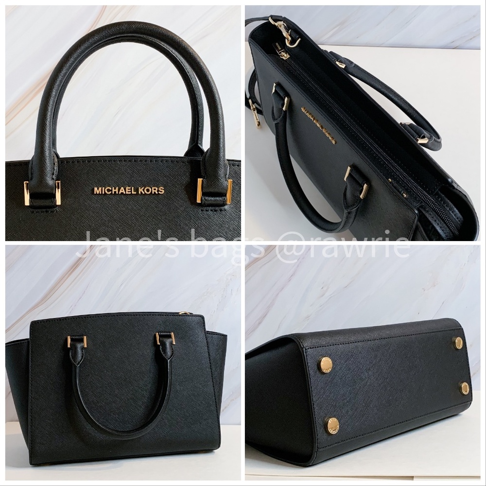New MK Black Saffiano Leather Selma Medium Satchel - Picture 3 of 4